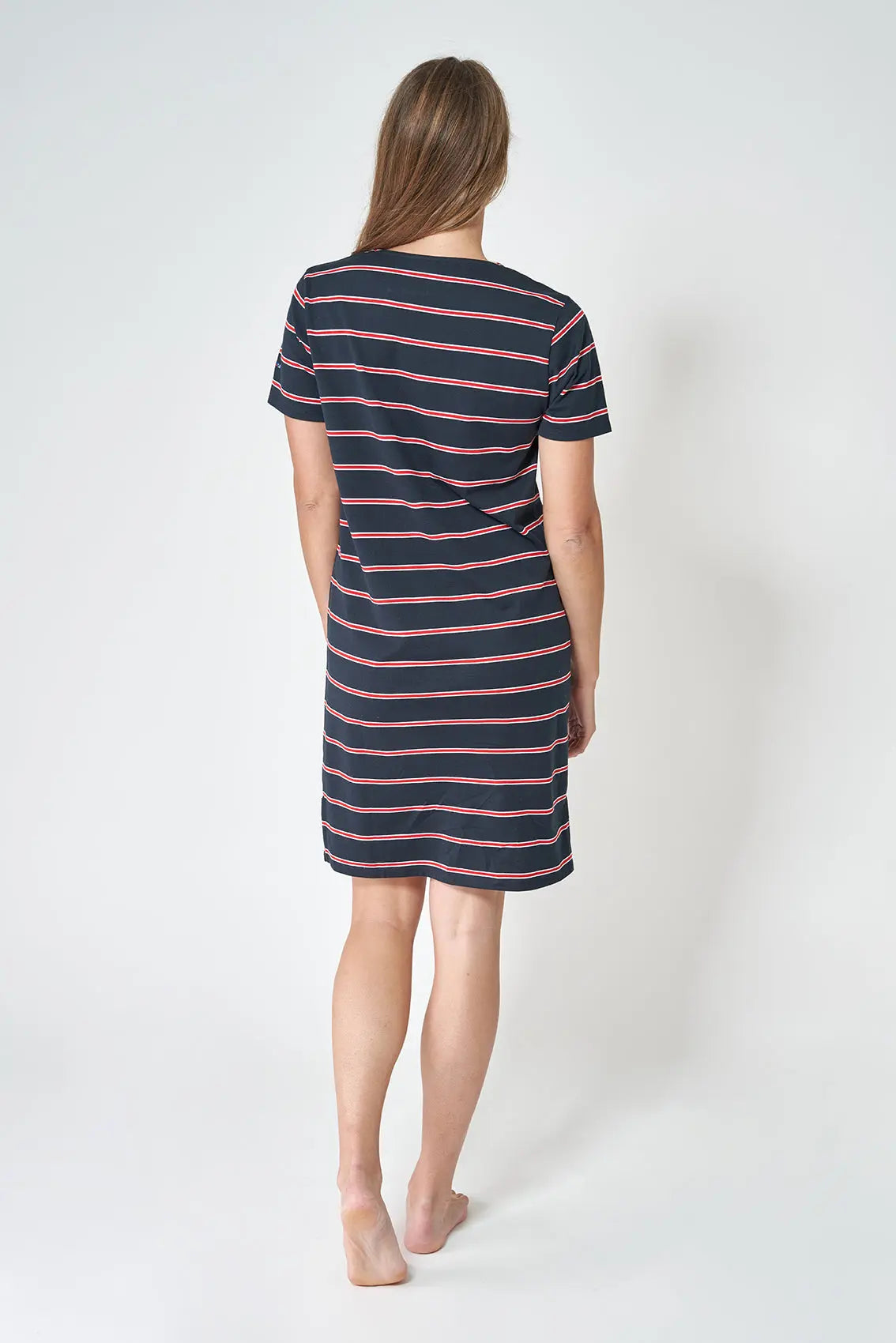Vestido camiseta corto de algodón escote abierto