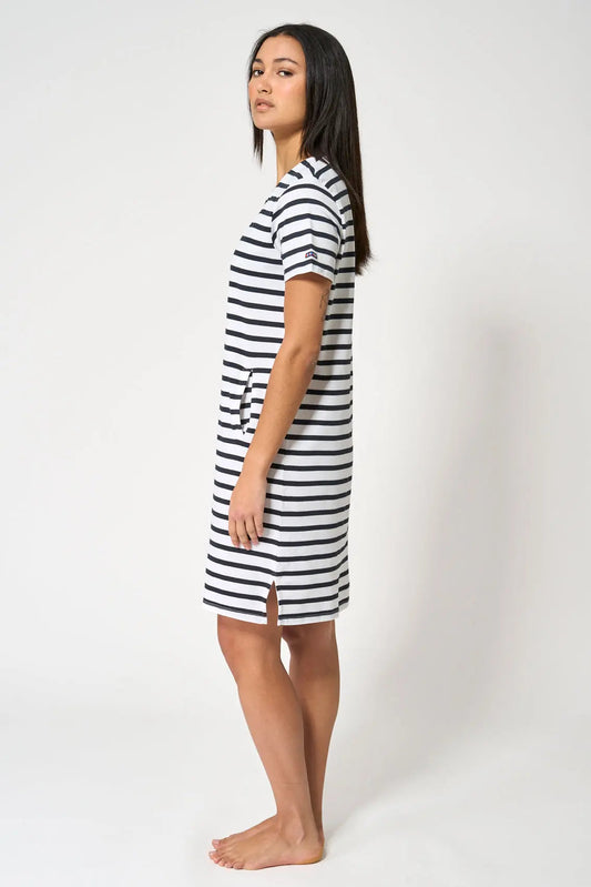 Vestido camiseta corto de algodón escote abierto