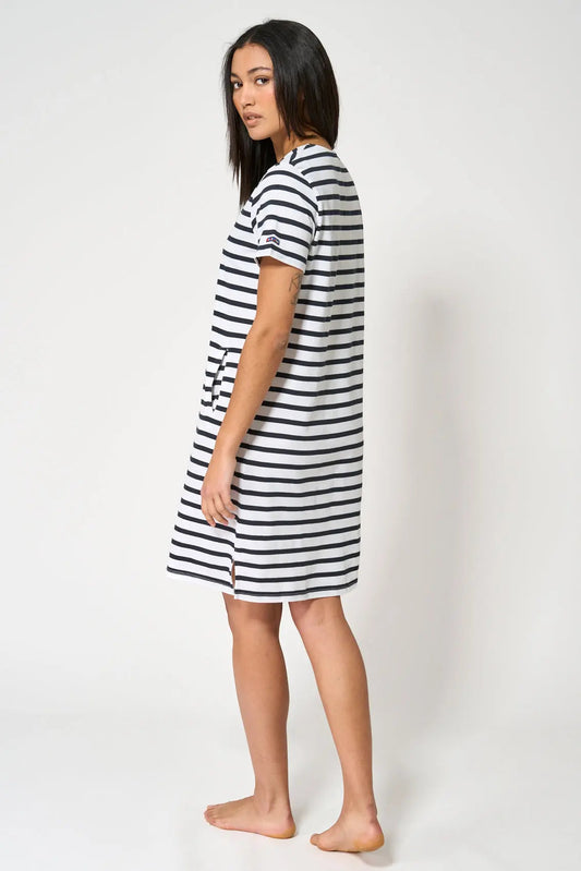 Vestido camiseta corto de algodón escote abierto