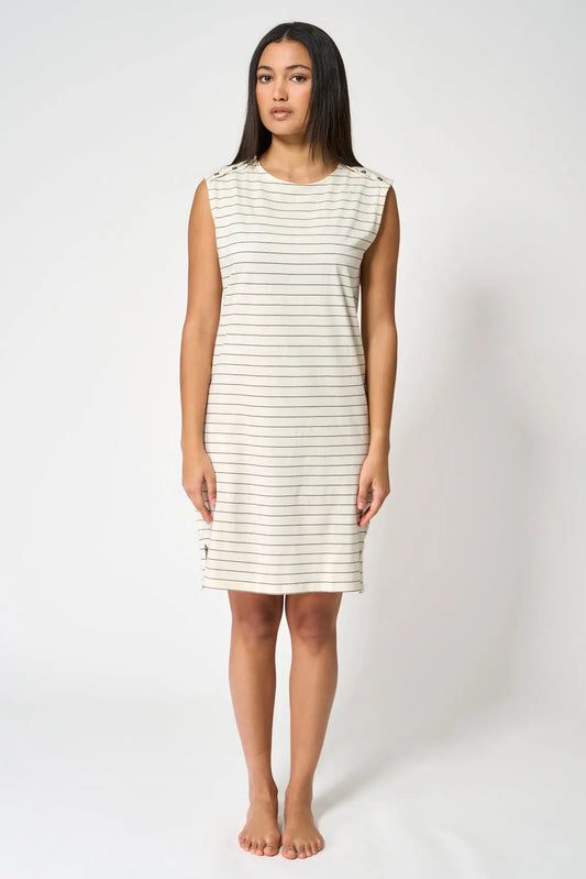 Fine stripe cotton midi dress