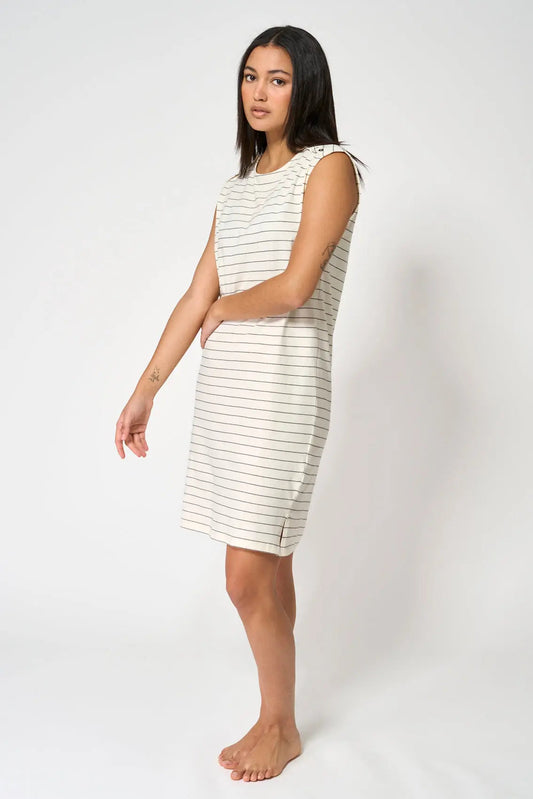 Fine stripe cotton midi dress
