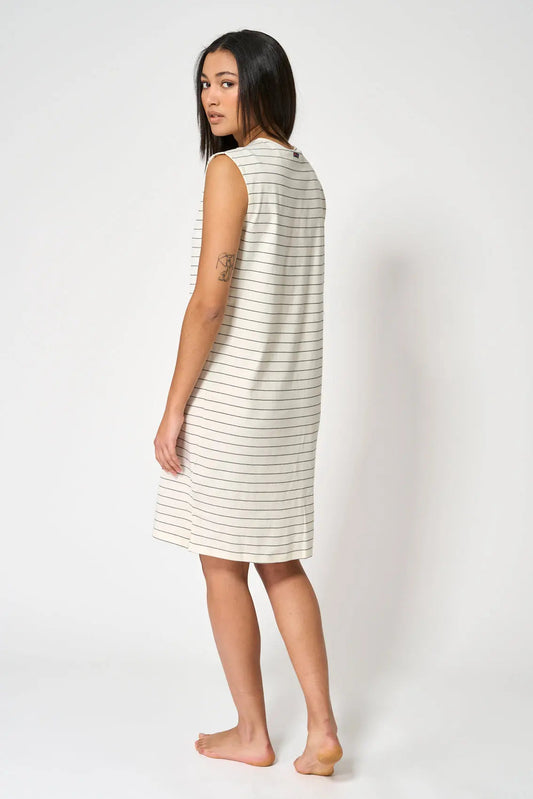 Fine stripe cotton midi dress