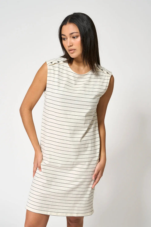 Fine stripe cotton midi dress
