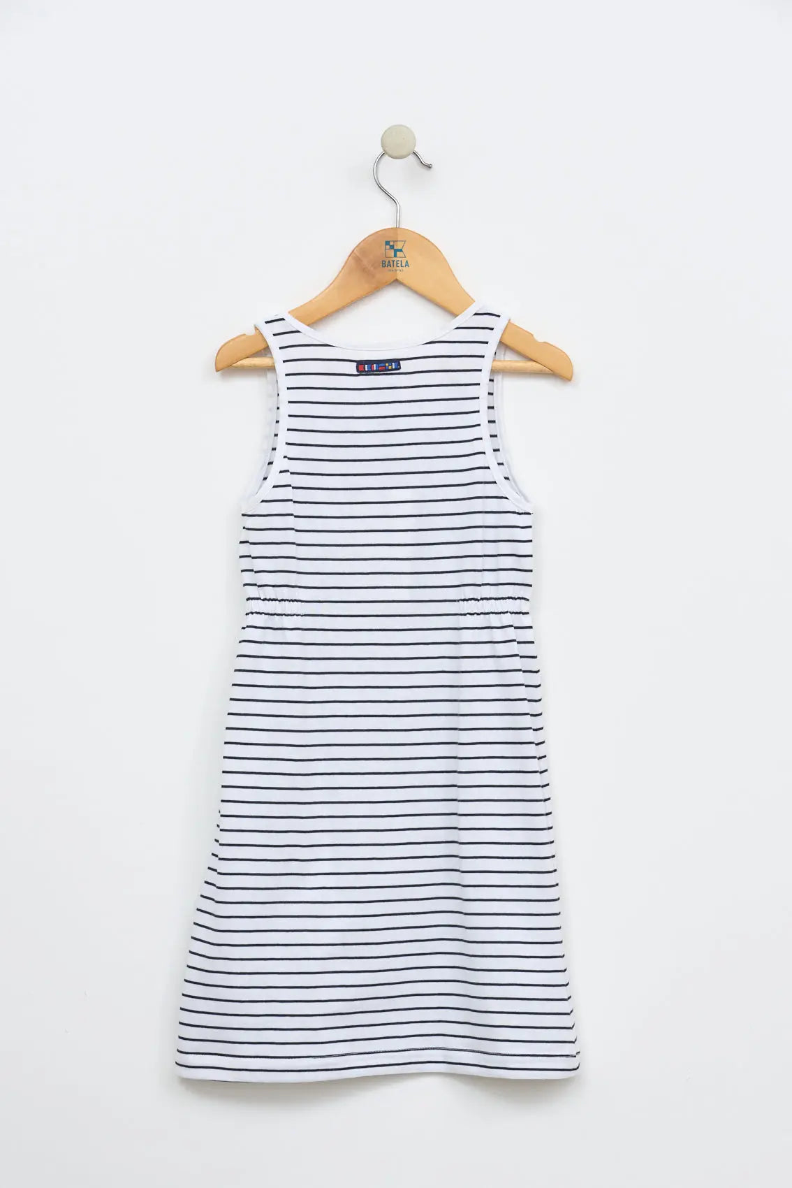 Striped and gathered strap dress