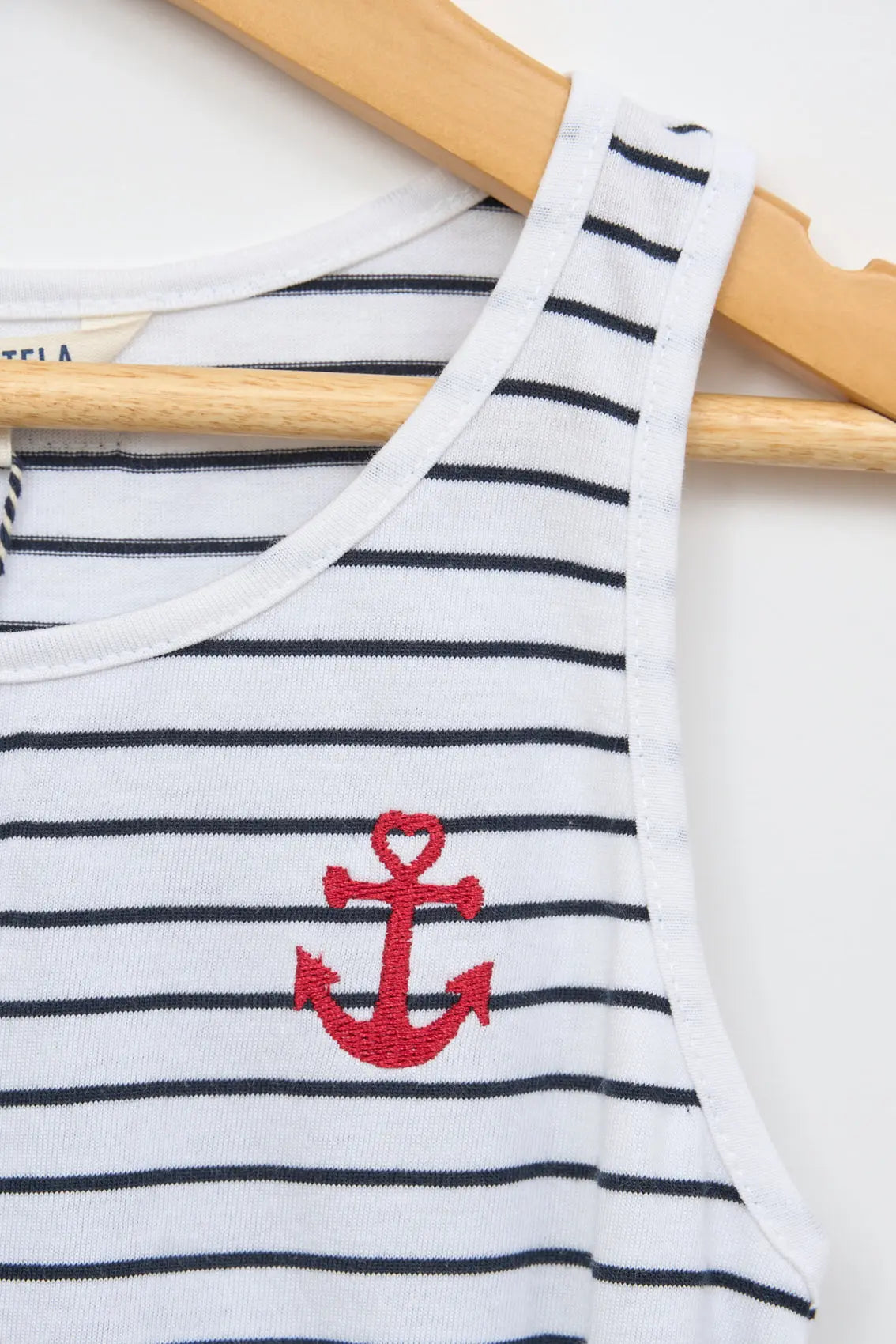 Striped and gathered strap dress