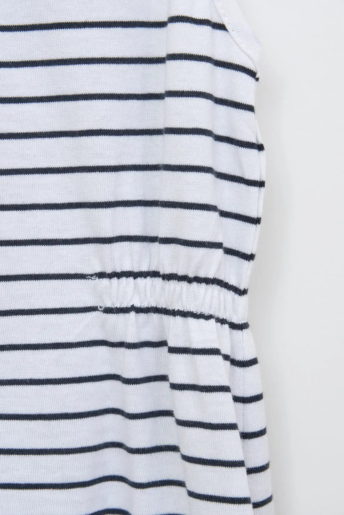 Striped and gathered strap dress