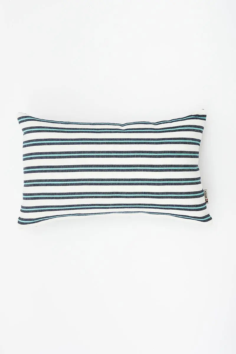 Cojín de algodón a rayas azules Batela