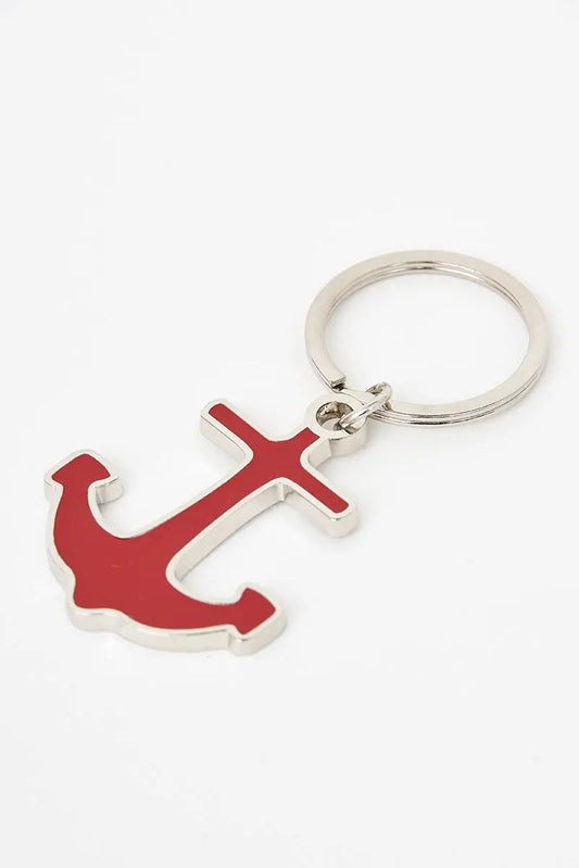 Llavero esmaltado con forma de ancla roja