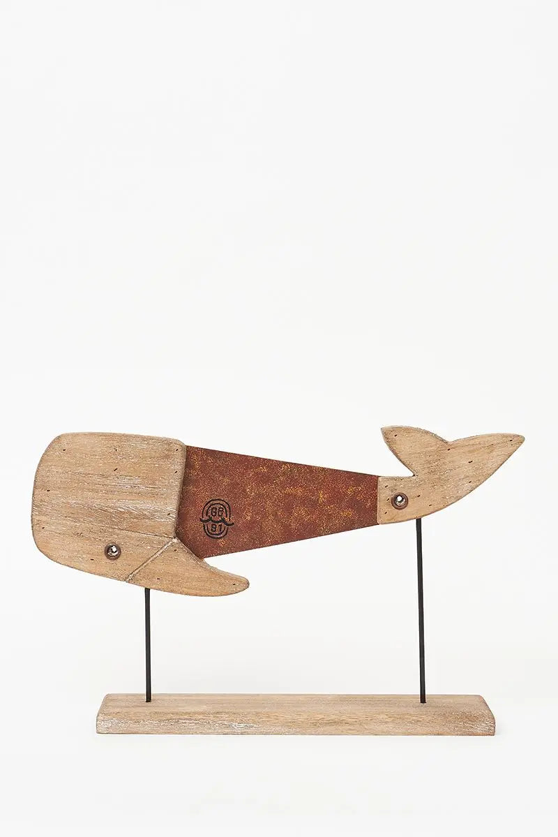 Ballena decorativa de madera y metal estilo náutico Batela