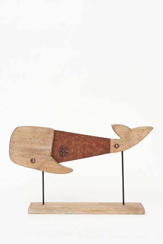 Ballena decorativa de madera y metal estilo náutico Batela