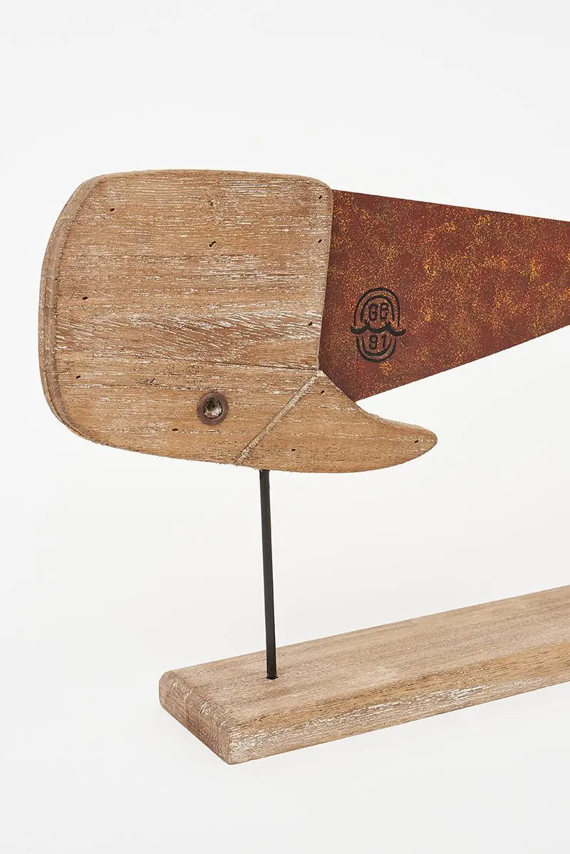 Ballena decorativa de madera y metal estilo náutico Batela