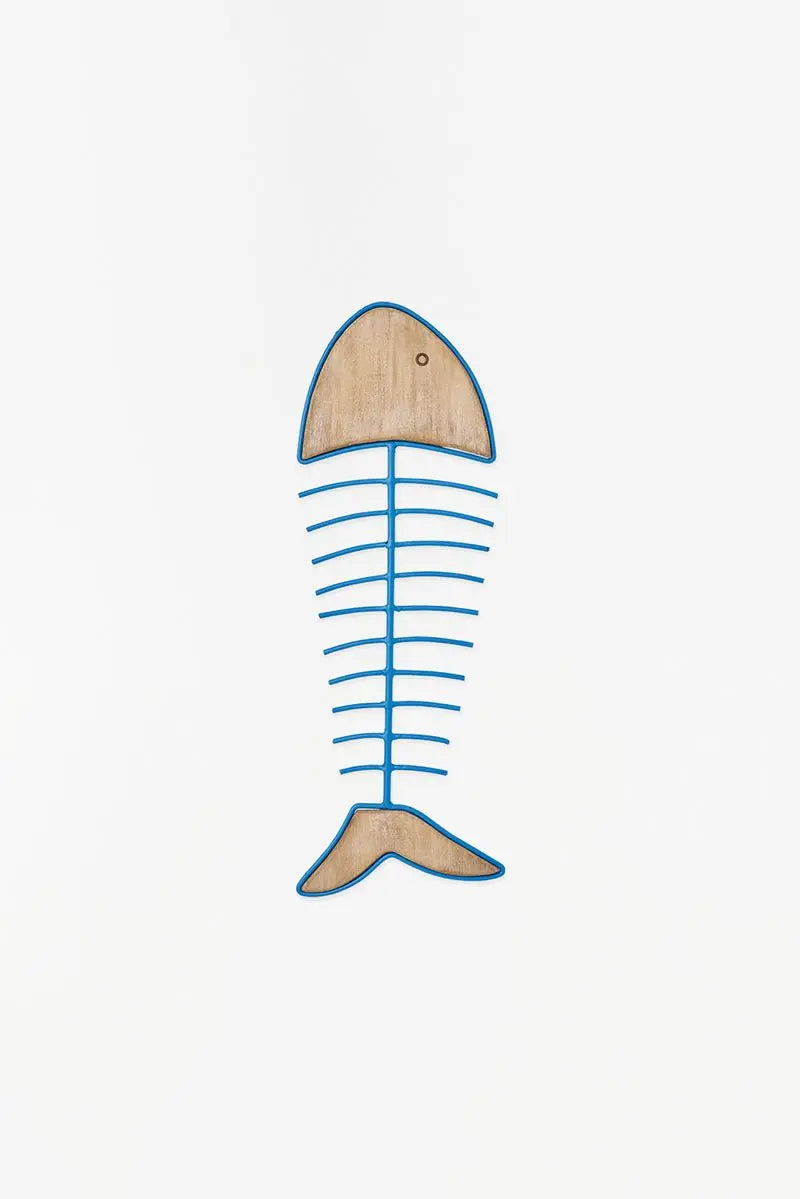 Raspa de pez hecha de madera y metal, para pared - D2268 Batela