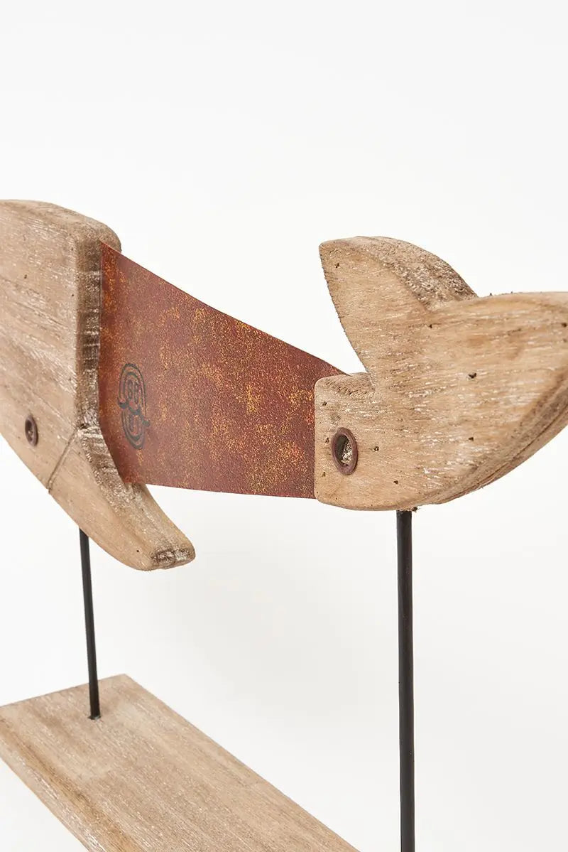 Ballena decorativa de madera y metal estilo náutico Batela