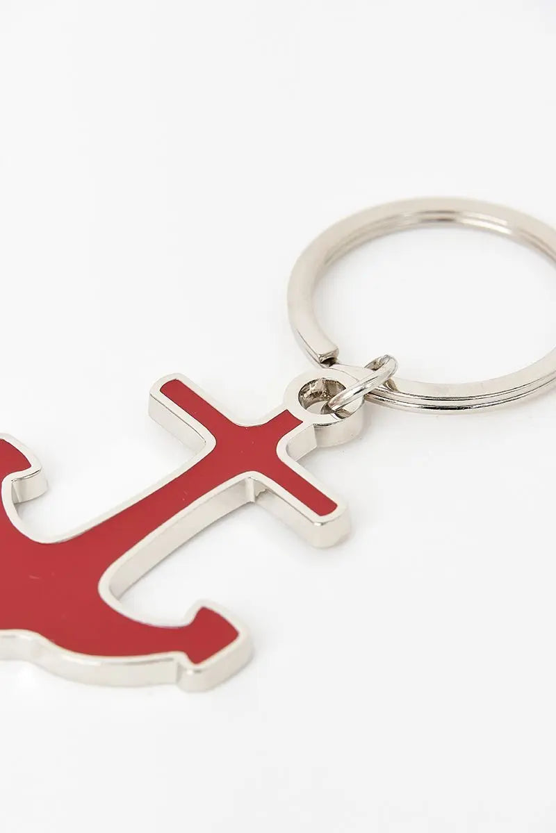 Llavero esmaltado con forma de ancla roja