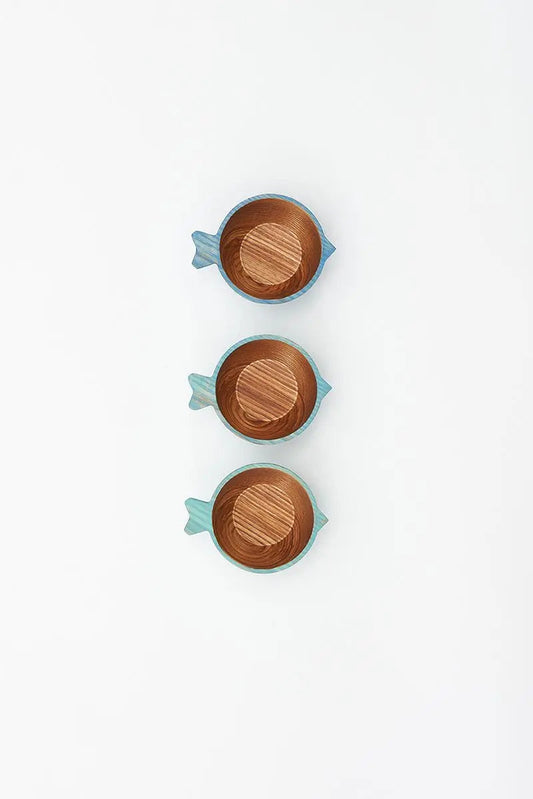 Set de tres cuencos de madera pez Batela