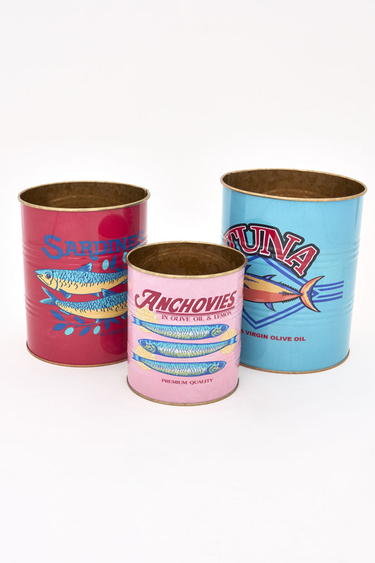 Set de 3 tiestos de metal, peces