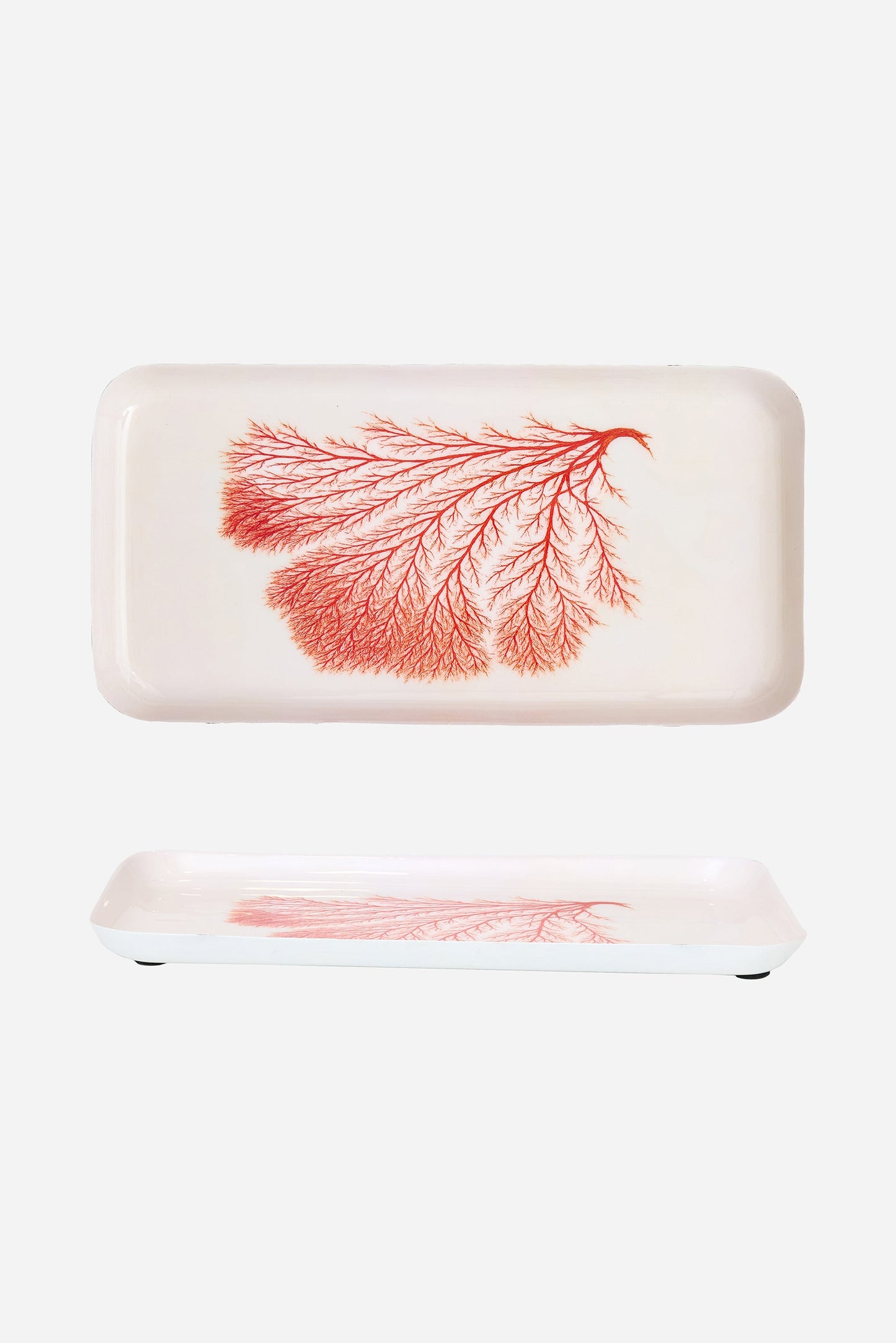 Coral metal tray, red format