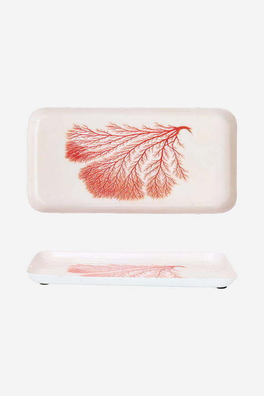 Coral metal tray, red format