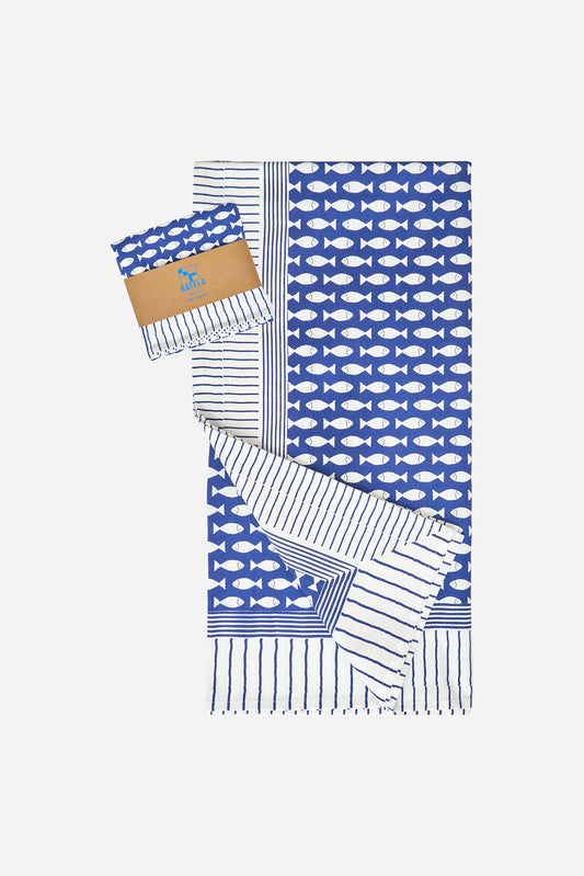 Mantel de algodón con peces