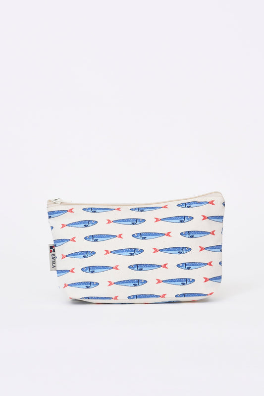 Neceser de algodón con estampado de peces