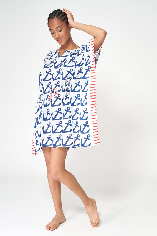 Anchor poncho with nautical aesthetic