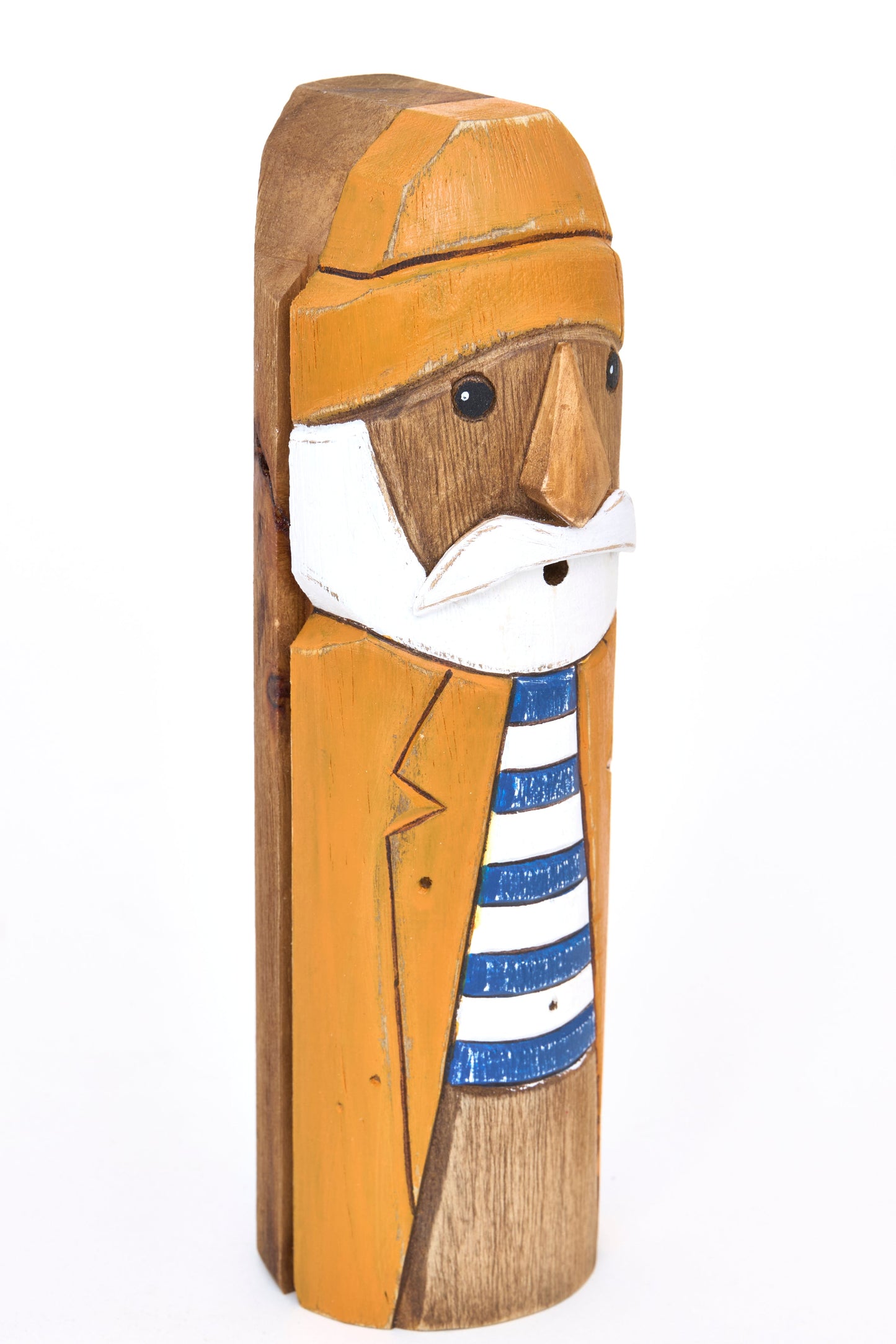 Marinero decorativo de madera con chubasquero