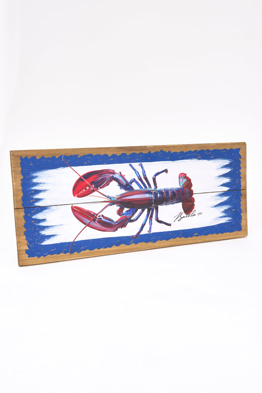Wooden nautical picture with lobster