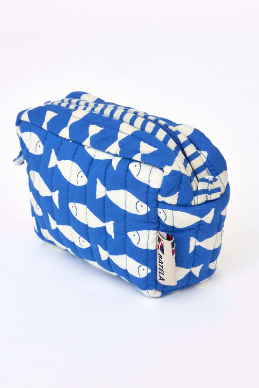 Petite trousse marine en coton imprimé poissons