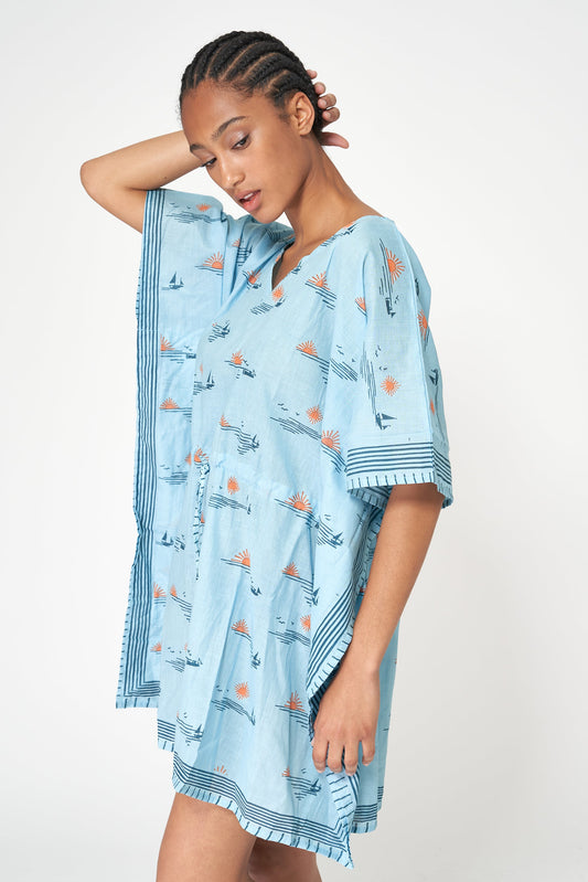 Poncho atardecer estilo costero