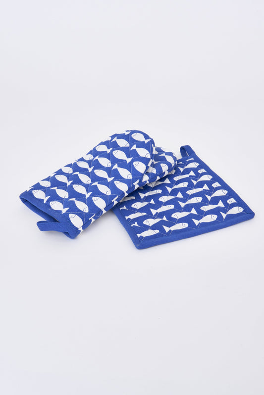 Set de manopla y agarrador de algodón