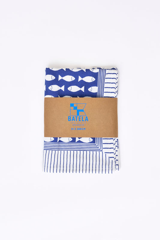 Camino de mesa de algodón con peces