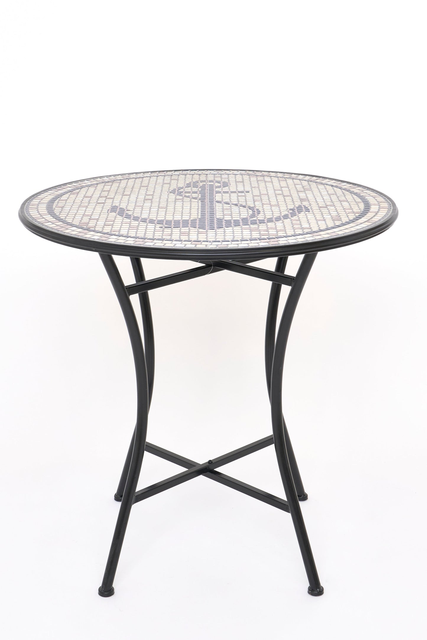 Mesa auxiliar redonda con ancla decorativa