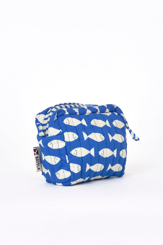 Petite trousse marine en coton imprimé poissons