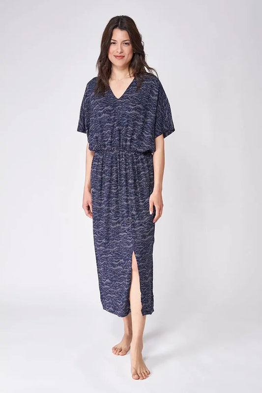 Long-sleeved printed dress, 100% viscose