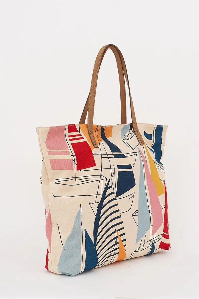 Bolsa grande con dibujos veleros multicolor
