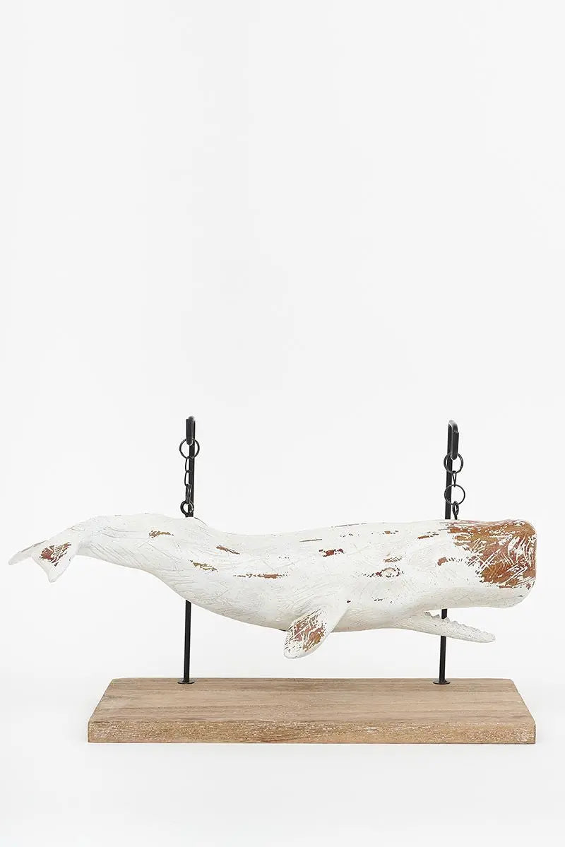 Large whale with wooden base