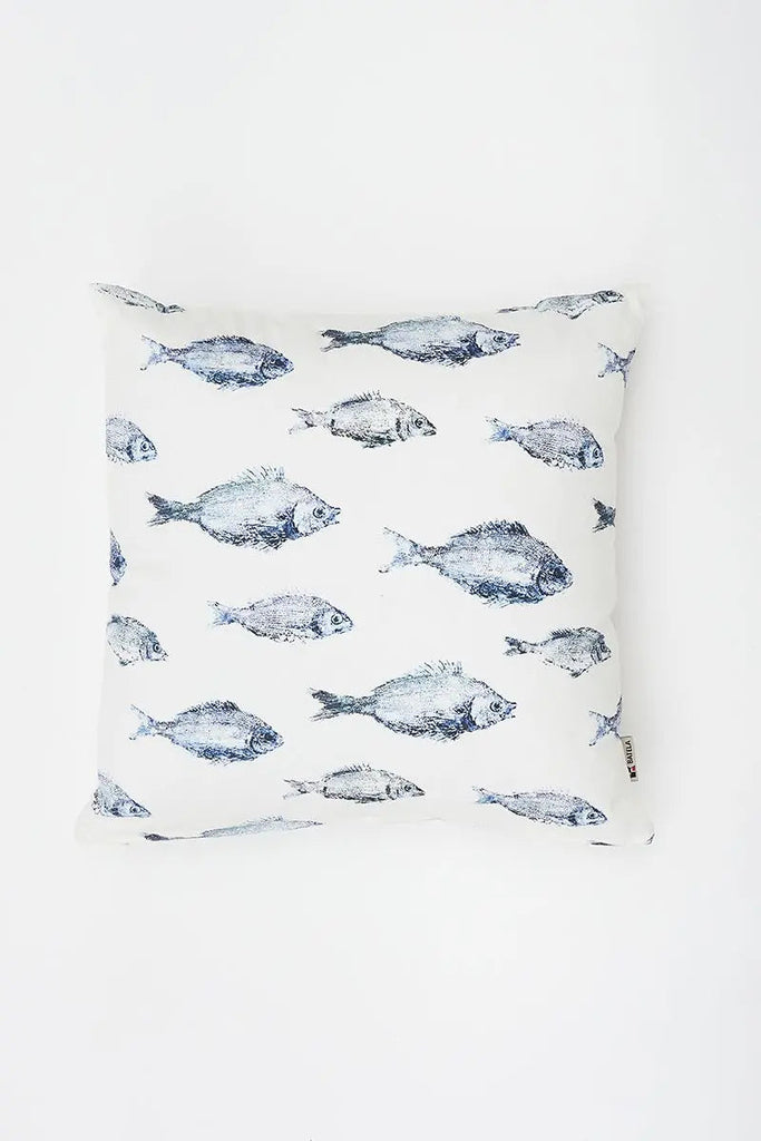 Cojín de algodón peces serigrafiados Batela