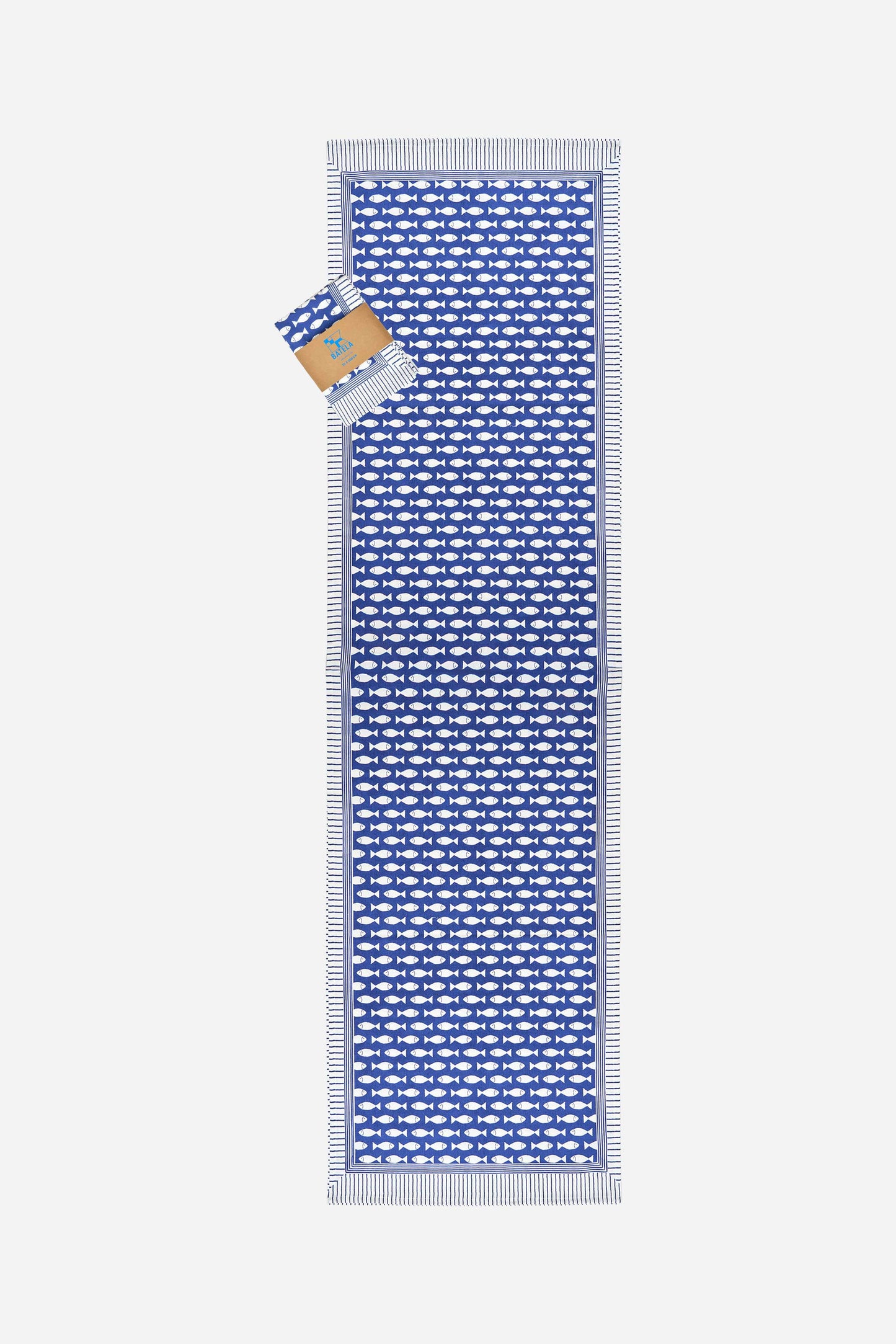 Camino de mesa de algodón con peces