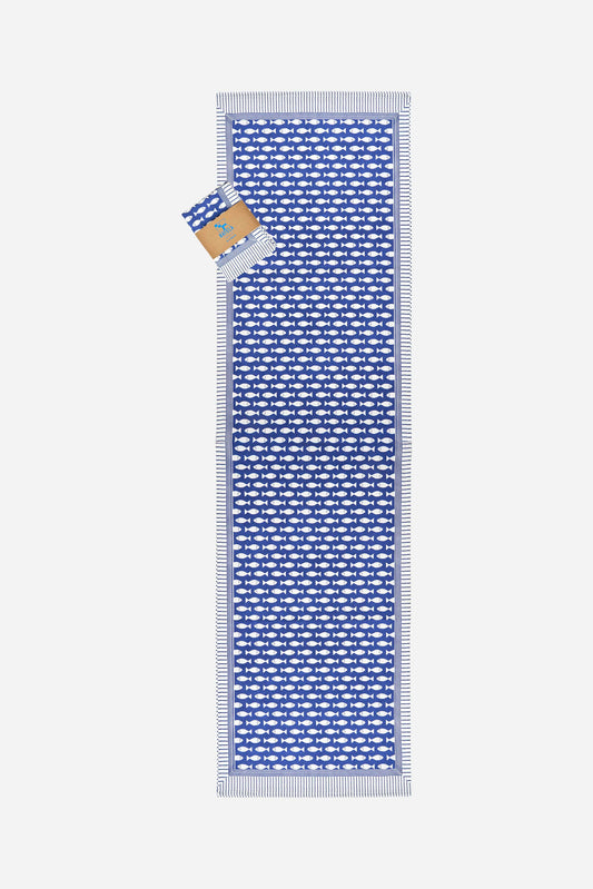 Camino de mesa de algodón con peces