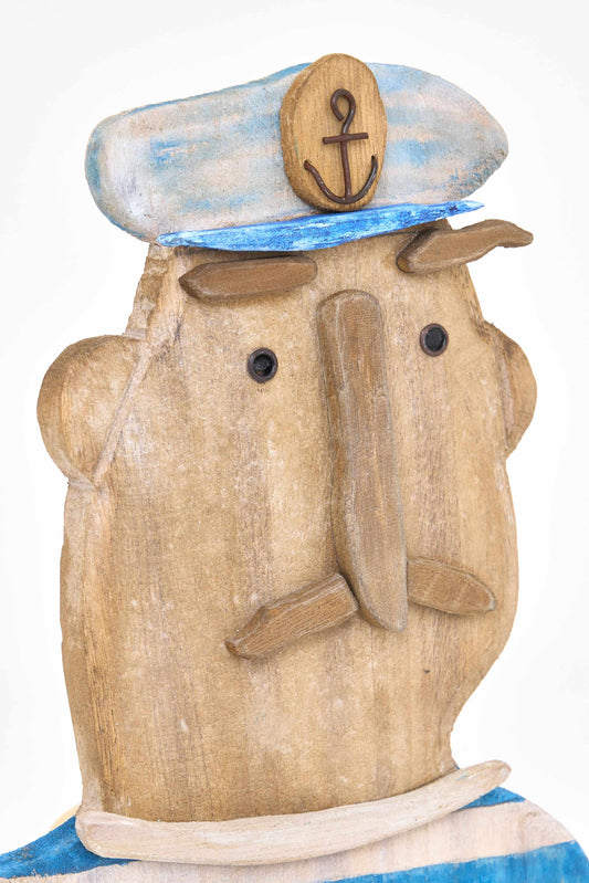 Wooden sailor figure driftwood 19 cm