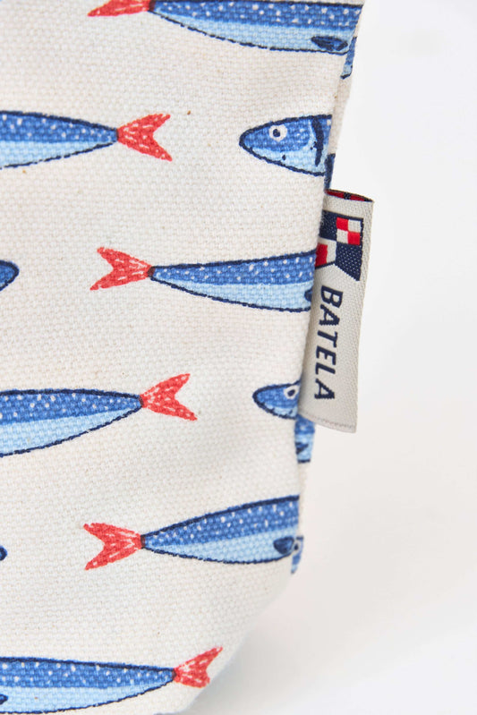 Neceser de algodón con estampado de peces