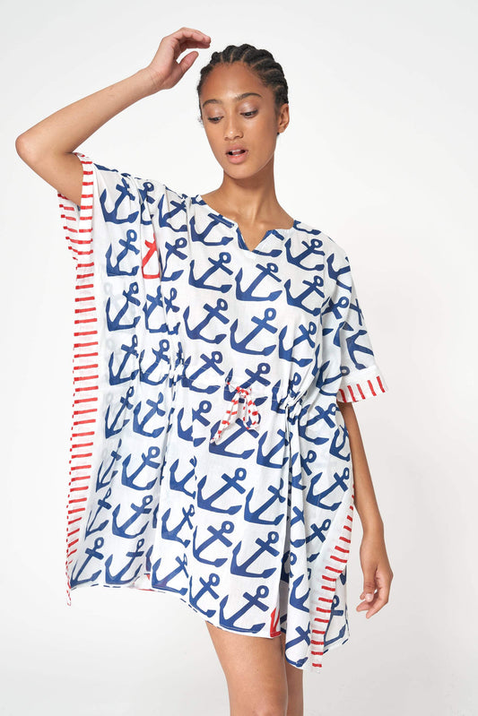 Anchor poncho with nautical aesthetic