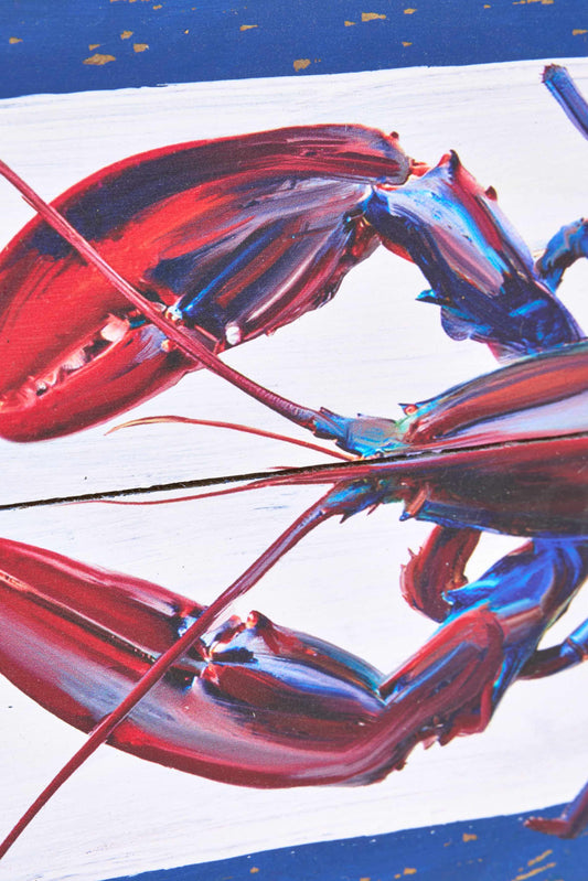 Wooden nautical picture with lobster