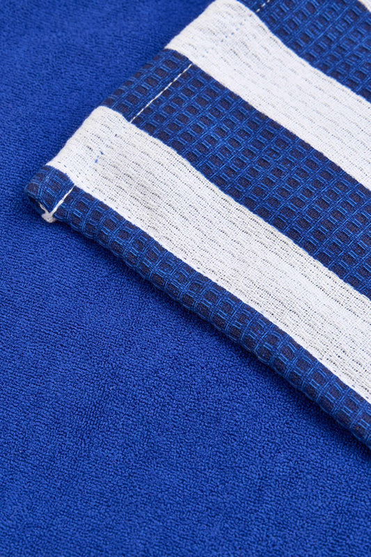 White and blue striped cotton towel