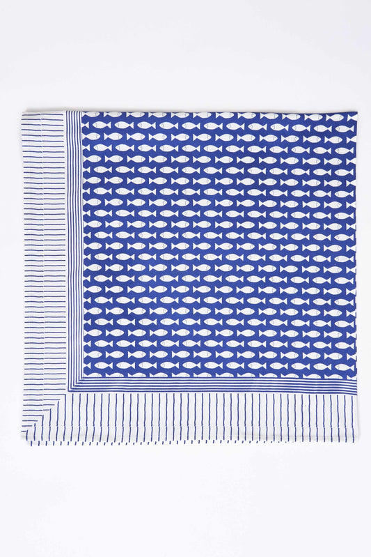 Mantel de algodón con peces