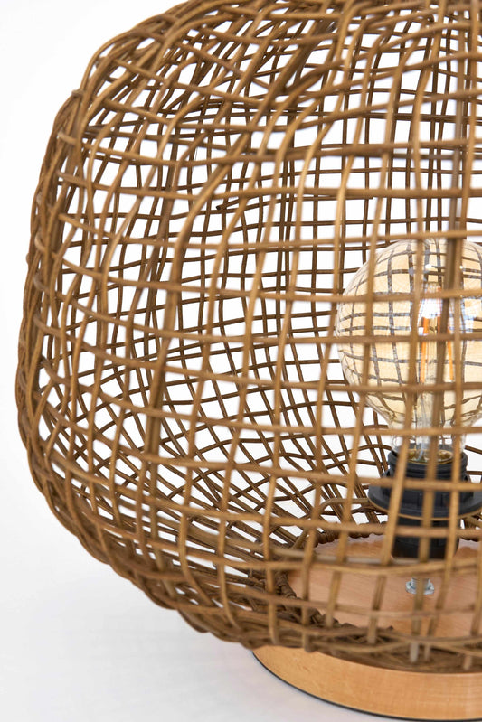 Lámpara de mesa de ratán