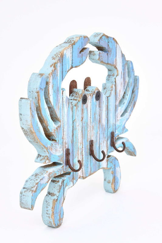 Portallaves de madera con forma de cangrejo