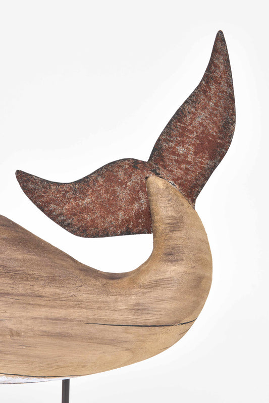Perchero decorativo de ballena de madera