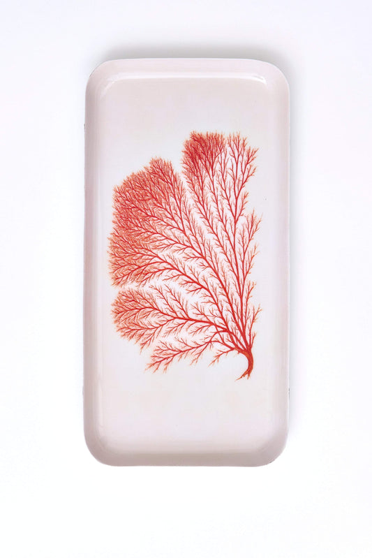 Coral metal tray, red format