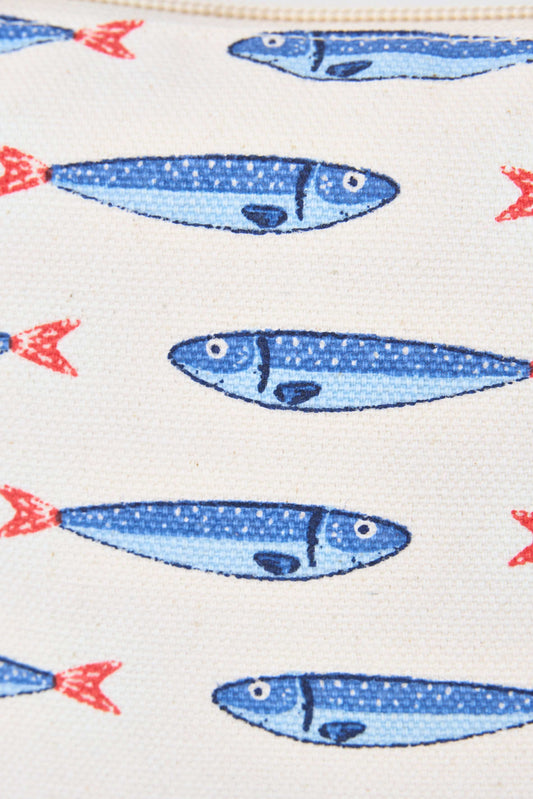Neceser de algodón con estampado de peces
